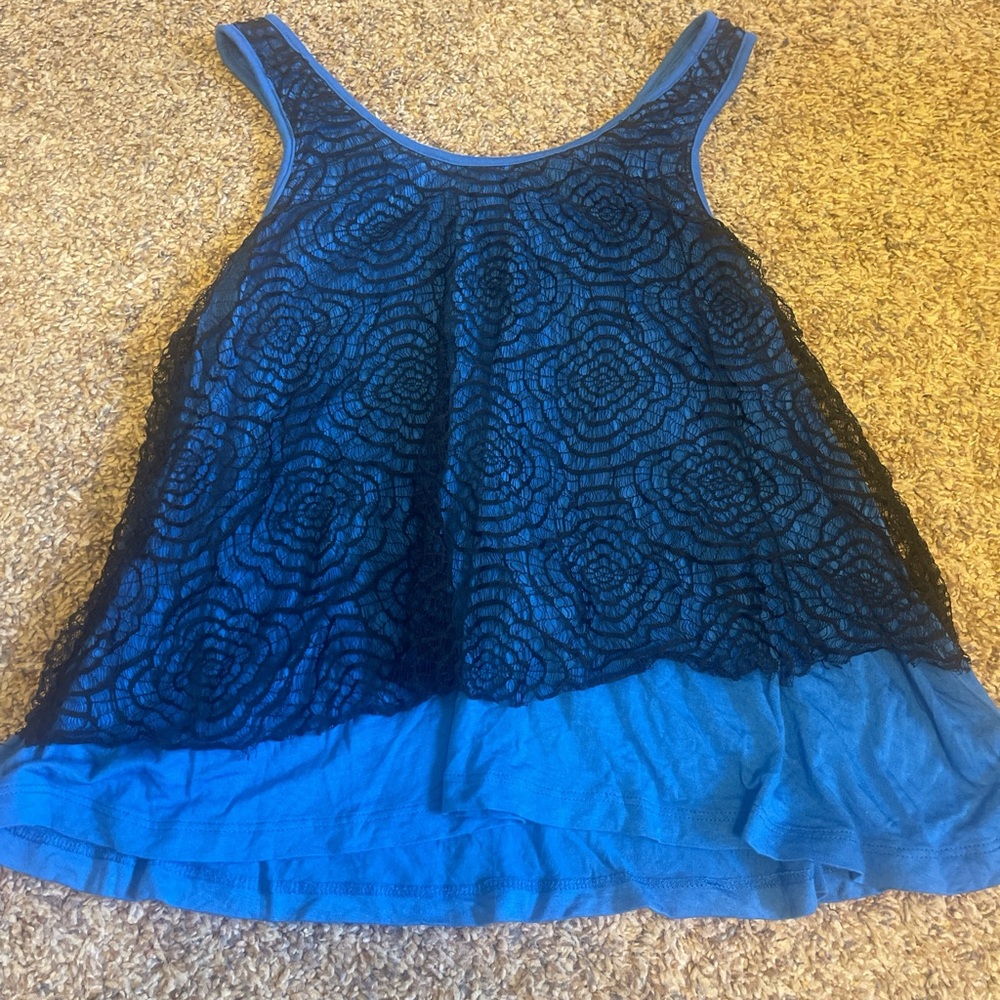 Miss Chievous Black and Blue Lace Tank Top